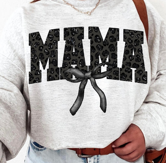 Faux Leopard Glitter Mama Crewneck