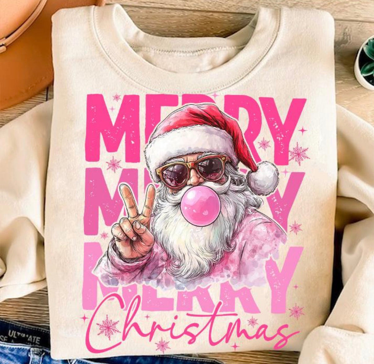 Merry Christmas Pink Santa